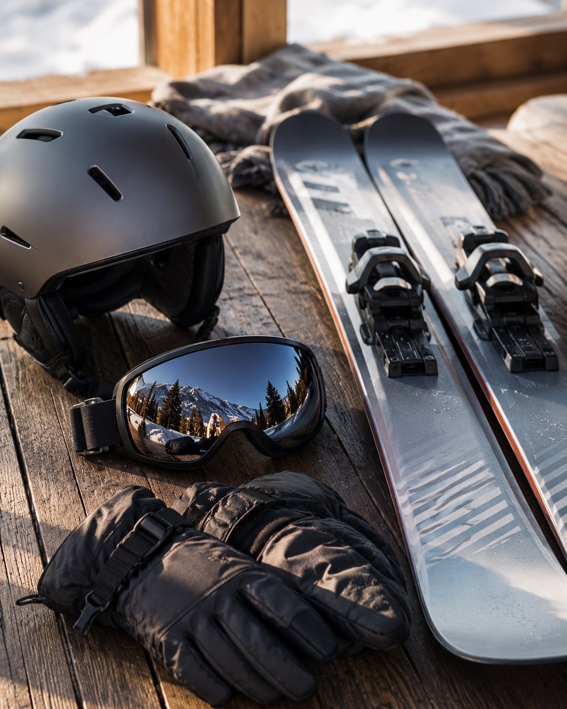 Müder aber glücklicher Skifahrer auf dem Sessellift macht eine Pause